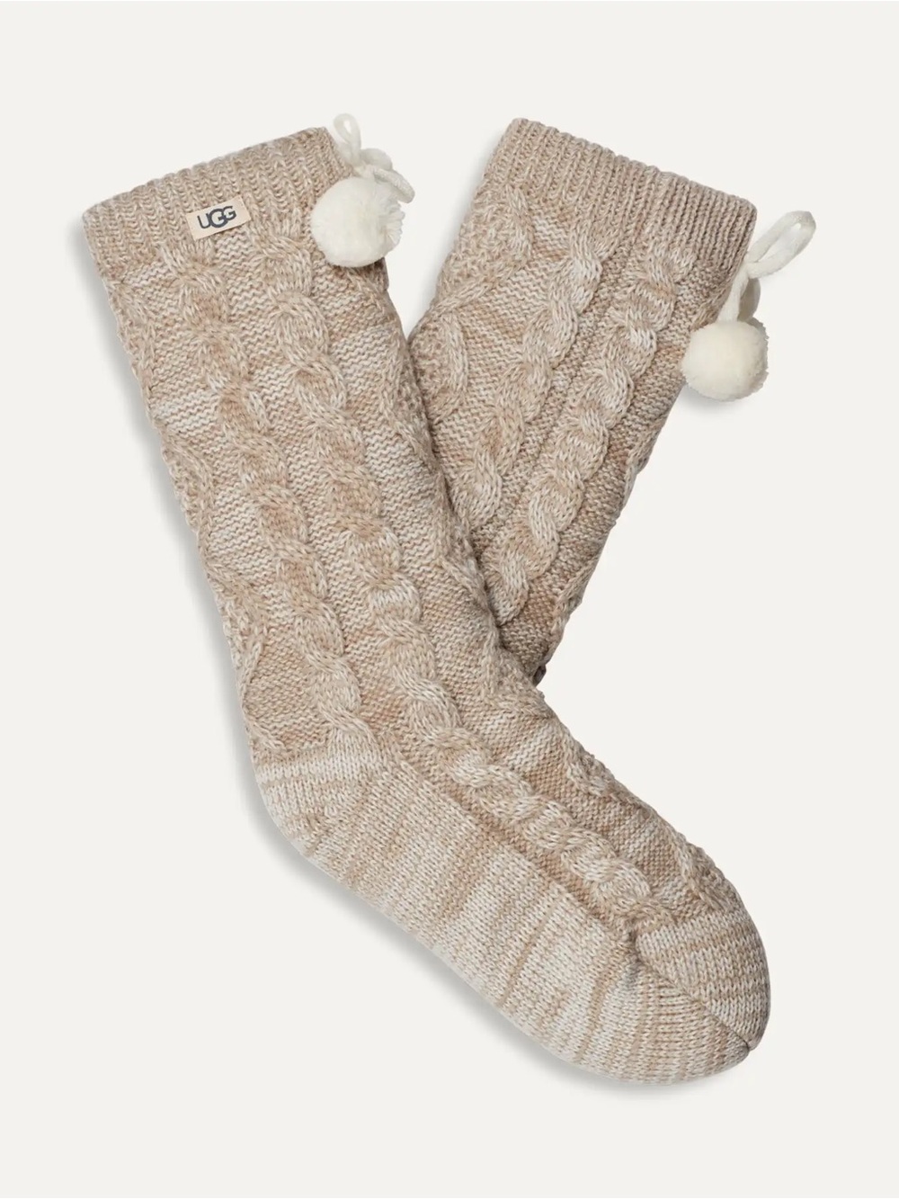 NWT UGG pom pom fleece lined socks in stone - Picture 3 of 8